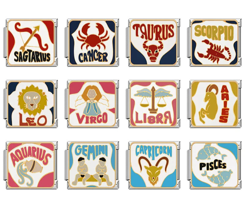 Retro Zodiac & Astrology Sign Italian Charms – Italian charm bracelet charm, design 1 of 6, by Charmtastic