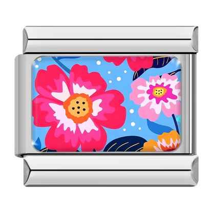Colourful Flower Pattern Italian Charms — Daisy, Sunflower, Blossom & Floral Designs