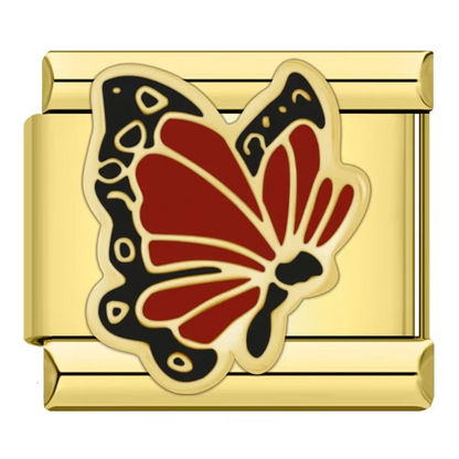 Special Golden Heart Italian Charm — Sad Heart Character Gold Enamel Bracelet Link