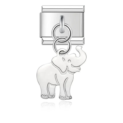 round silver designs charms – silver elephant charm, Italian charm bracelet charm by Charmtastic