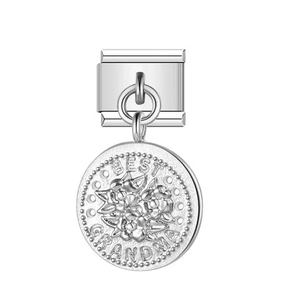 Round Silver Styles Unicorn Cake Love Graduation – Best Grandma coin charm, Italian charm bracelet charm by Charmtastic