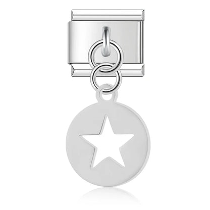 Silver star cutout disc Italian charm, by Charmtastic