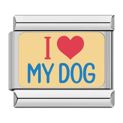 Love My Dog & Cat Italian Charms — Pet Lover Enamel Bracelet Links