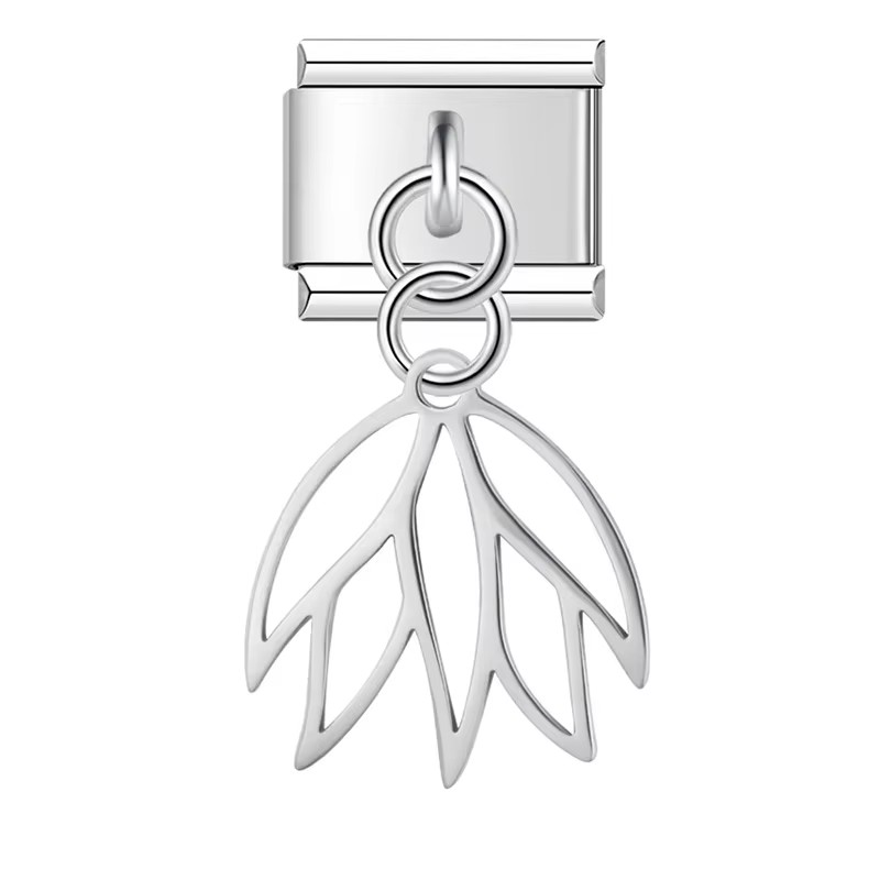 Silver & Gold Leaf Charms – Italian charm bracelet charm, design 2 of 6, by Charmtastic