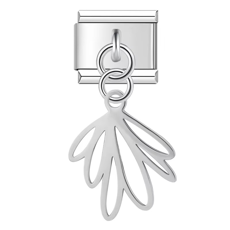 Silver & Gold Leaf Charms – Italian charm bracelet charm, design 3 of 6, by Charmtastic