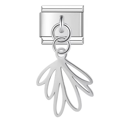 Silver & Gold Leaf Charms – Italian charm bracelet charm, design 3 of 6, by Charmtastic