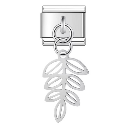 Silver & Gold Leaf Charms – Italian charm bracelet charm, design 4 of 6, by Charmtastic