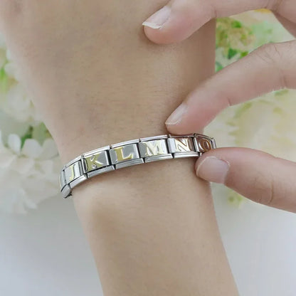 Silver & Gold Letter Charms – Italian charm bracelet charm, design 4 of 6, by Charmtastic
