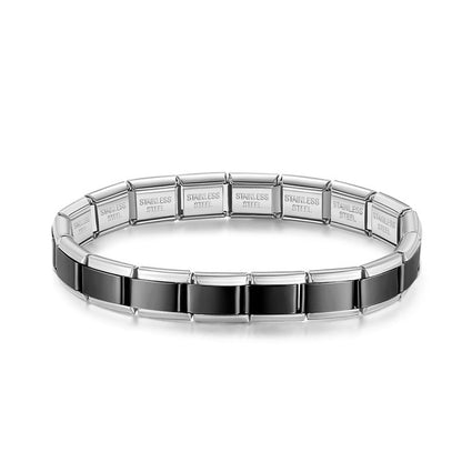 Silver With Black Charms Bracelet – second view of black and silver two-tone Italian charm bracelet, by Charmtastic