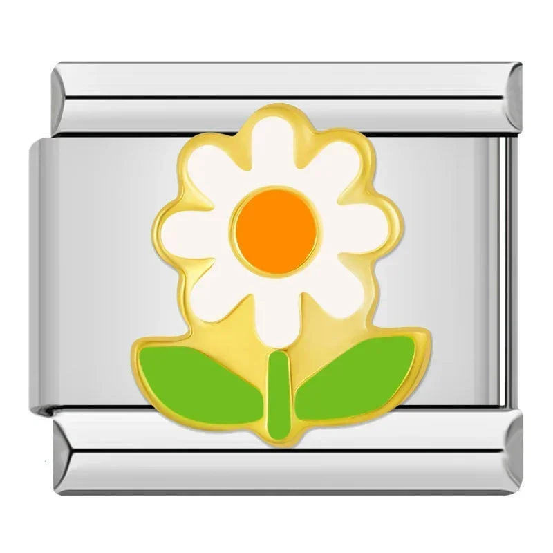 Silver Flower Charm – Italian charm bracelet charm, design 2 of 6, by Charmtastic