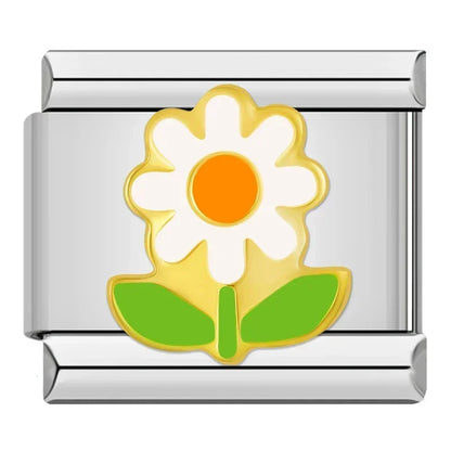 Silver Flower Charm – Italian charm bracelet charm, design 2 of 6, by Charmtastic
