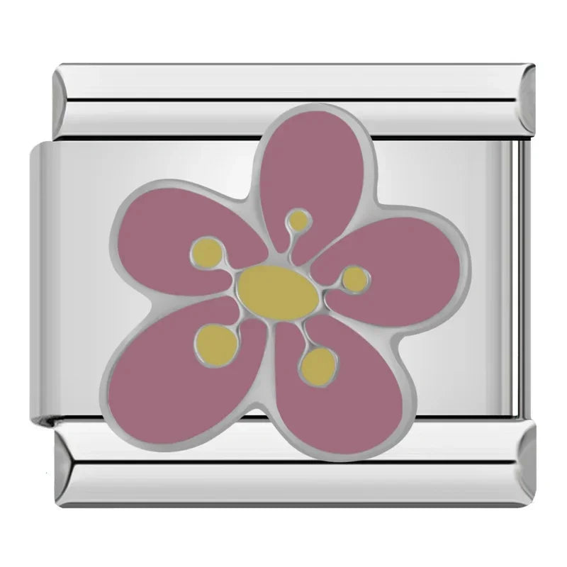 Silver Flower Charm – Italian charm bracelet charm, design 3 of 6, by Charmtastic