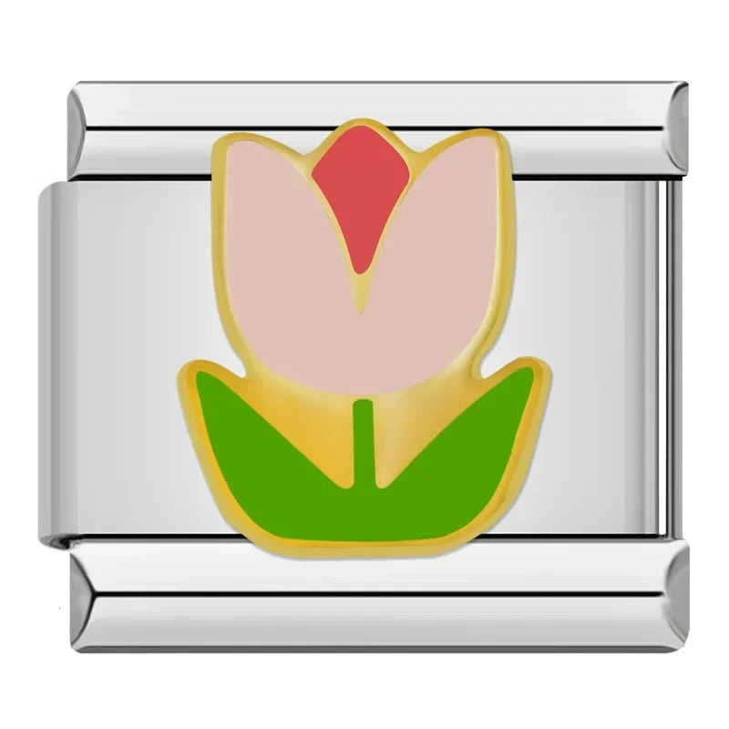 Silver Flower Charm – Italian charm bracelet charm, design 5 of 6, by Charmtastic
