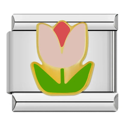 Silver Flower Charm – Italian charm bracelet charm, design 5 of 6, by Charmtastic