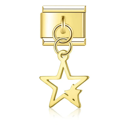 Silver&Gold pendant charms – gold open star dangle charm, Italian charm bracelet charm by Charmtastic