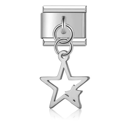 Silver&Gold pendant charms – silver open star dangle charm, Italian charm bracelet charm by Charmtastic