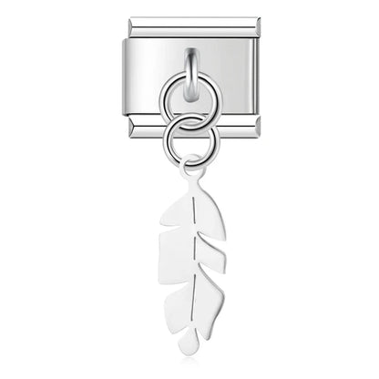 Silver leaf dangle Italian charm, by Charmtastic