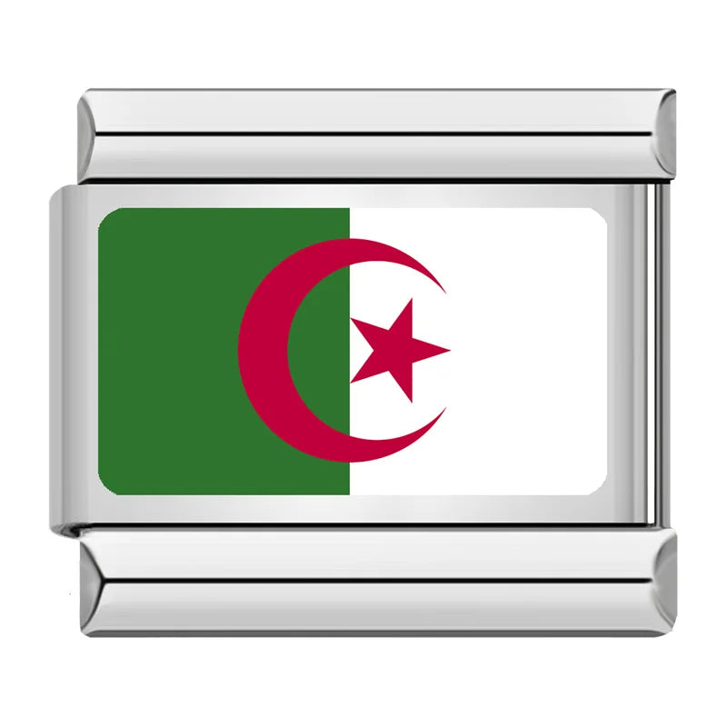 Silver World National Flag Charm – Italian charm bracelet charm, design 5 of 6, by Charmtastic