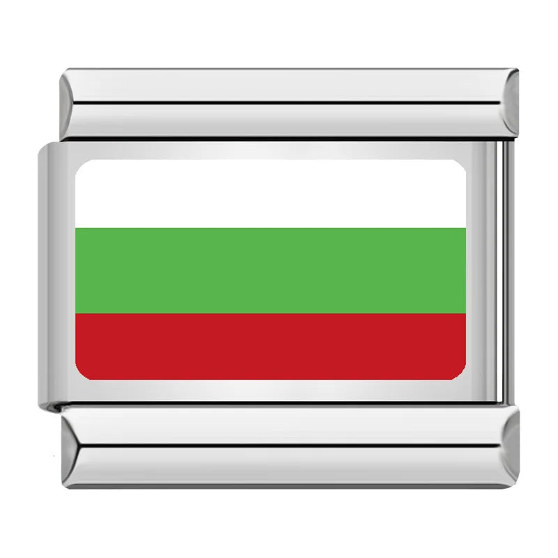Silver World National Flag Charm – Italian charm bracelet charm, design 6 of 6, by Charmtastic