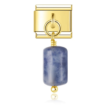 Simple Colorful Cylinder golden charms – cylinder gemstone bead dangle charm in blue, gold, Italian charm bracelet charm by Charmtastic