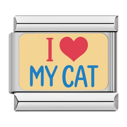 Love My Dog & Cat Italian Charms — Pet Lover Enamel Bracelet Links