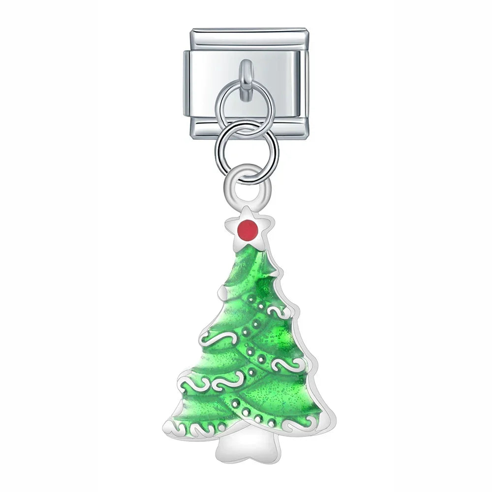 Snow Themed Italian Charms – Christmas tree charm, Italian charm bracelet charm by Charmtastic
