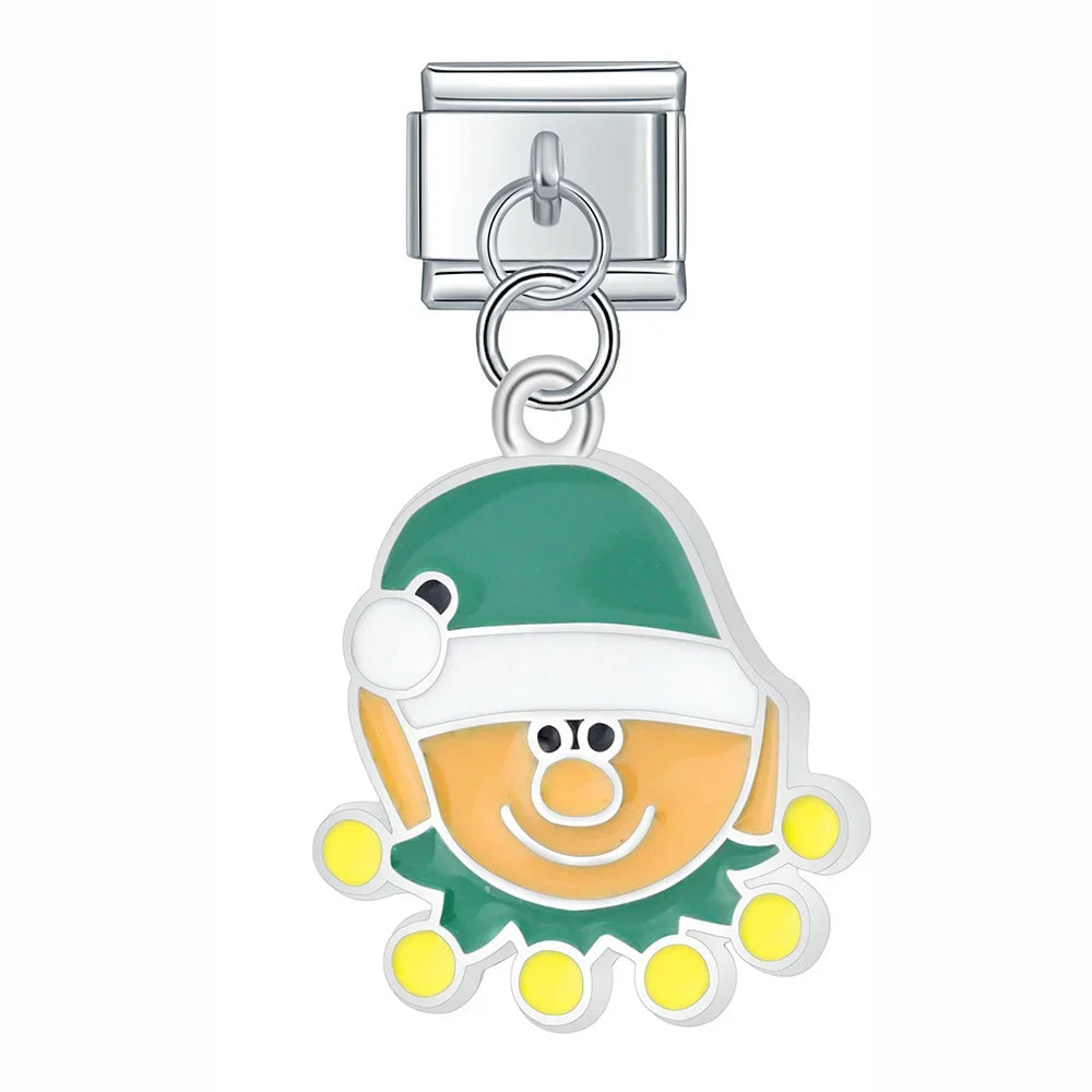 Snow Themed Italian Charms – elf face charm, Italian charm bracelet charm by Charmtastic