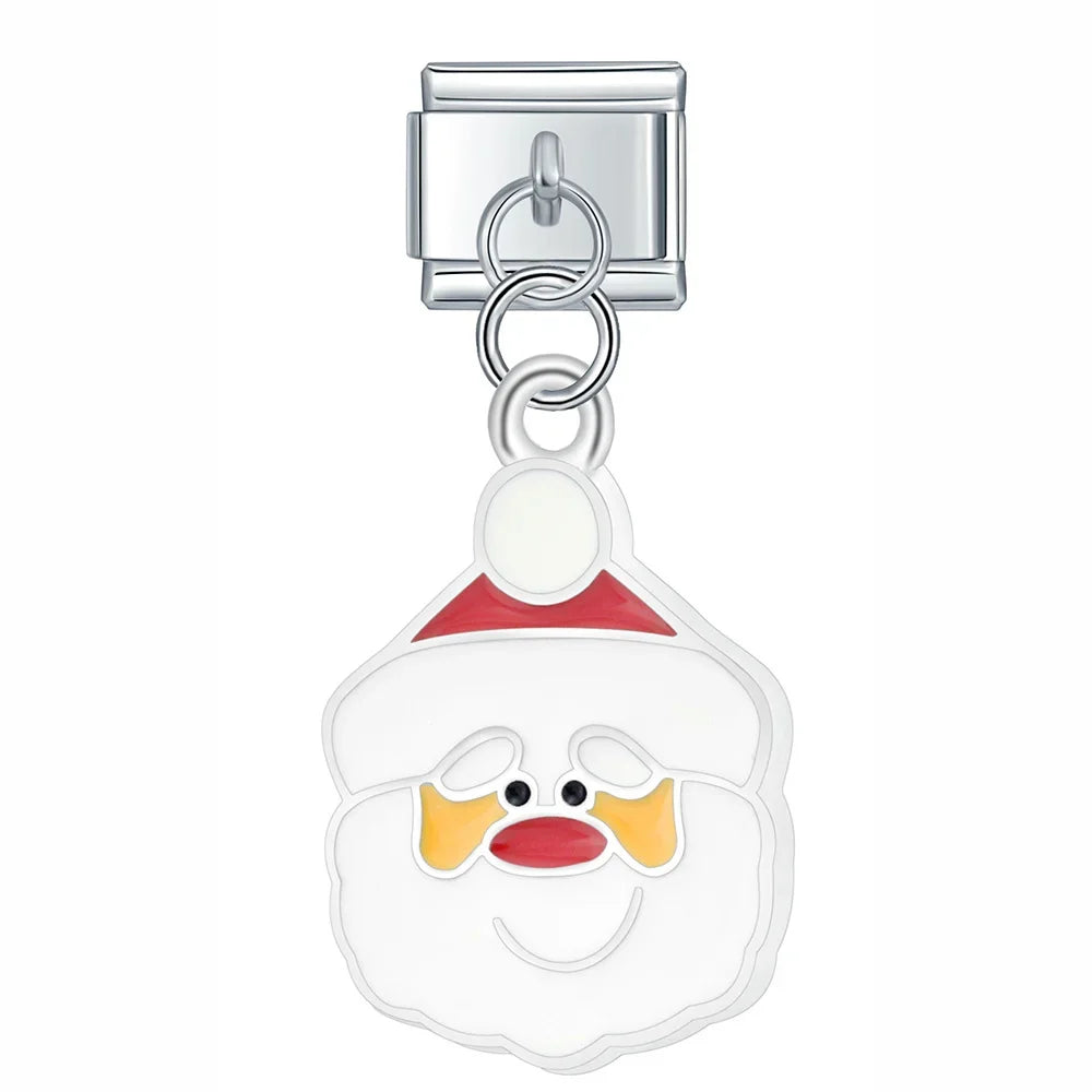 Snow Themed Italian Charms – Santa Claus face charm, Italian charm bracelet charm by Charmtastic