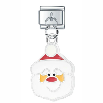 Snow Themed Italian Charms – Santa Claus face charm, Italian charm bracelet charm by Charmtastic