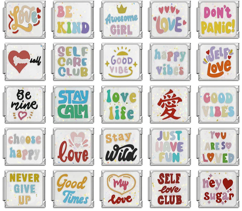 Sparkling Self-Love & Daily Positivity Enamel Charms – Italian charm bracelet charm, design 1 of 6, by Charmtastic