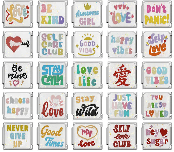 Sparkling Self-Love & Daily Positivity Enamel Charms – Italian charm bracelet charm, design 1 of 6, by Charmtastic