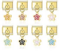 The Enamel Spring Blossom Flower Dangle Charm in Gold