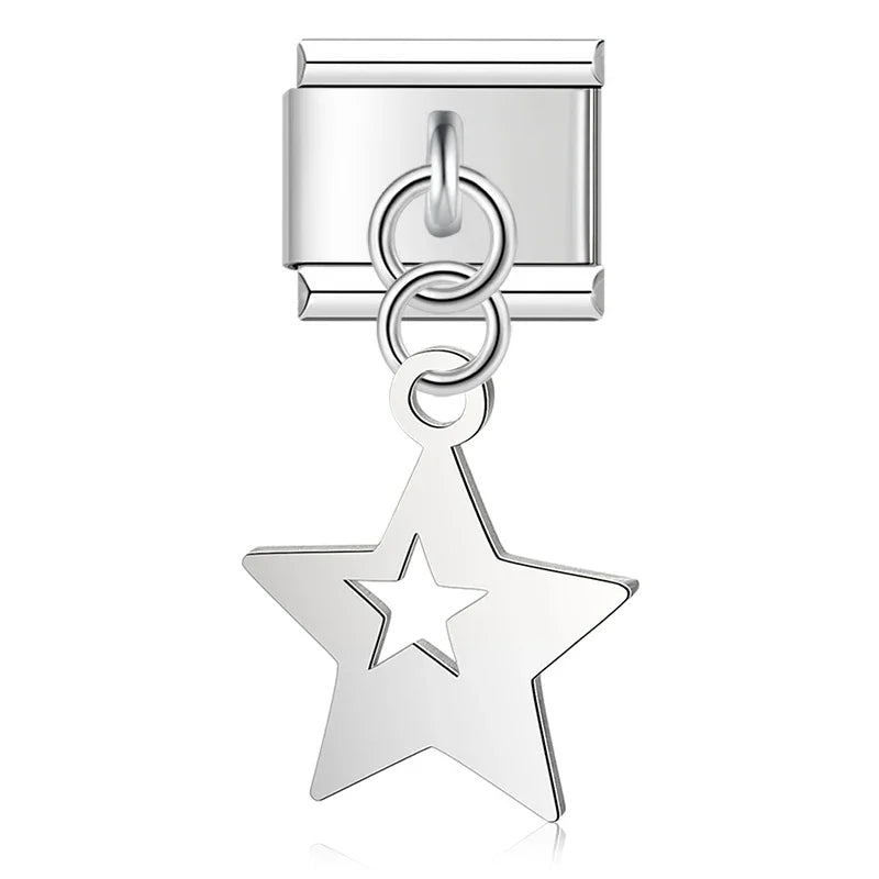 Star silver cutout Italian charm, by Charmtastic