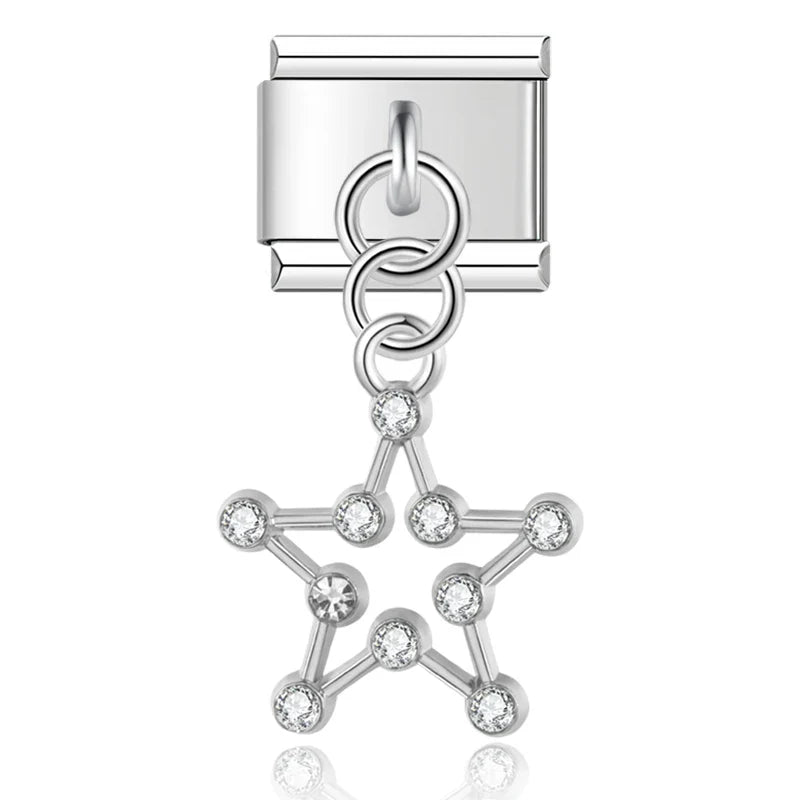 Constellation star silver Italian charm, by Charmtastic