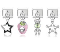 Stars, Strawberry & Rabbit Silver Italian Charms