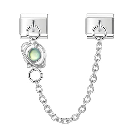 Rabbit and planet silver Italian charm, by Charmtastic