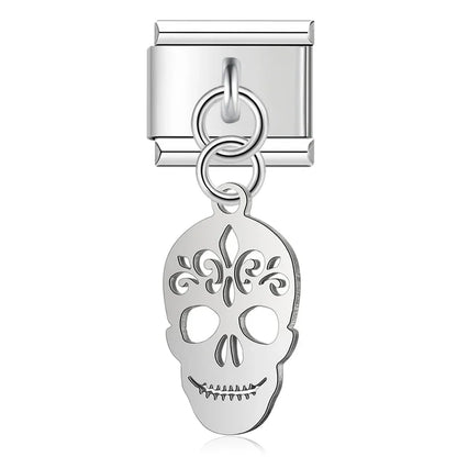 Sugar skull silver cutout Italian charm, by Charmtastic