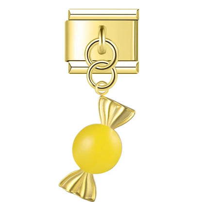 Gold candy dangle with yellow center — Italian charm, by Charmtastic