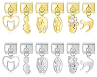 Sweet Cat & Owl Dangle Charms in Silver & Gold