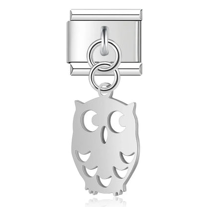 Sweet Cat Cat Owl charms – owl dangle charm in silver, Italian charm bracelet charm by Charmtastic