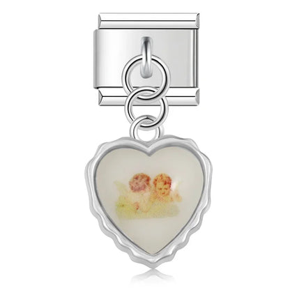 Cherub heart dangle Italian charm, by Charmtastic