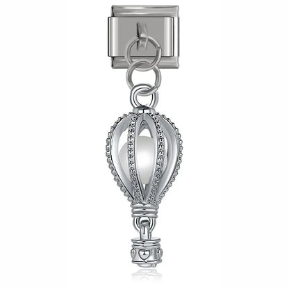 Silver white hot air balloon dangle Italian charm, by Charmtastic