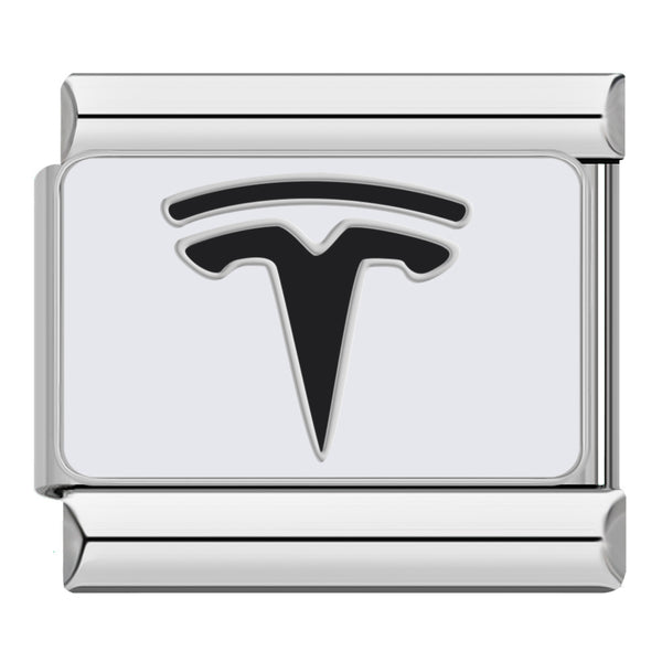 Tesla Italian charm for a 9mm charm bracelet in stainless steel, by Charmtastic