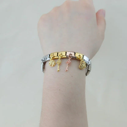 CZ dangle Italian charm close-up — 9mm bracelet, by Charmtastic