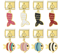 The Tropical Fish & Mermaid Tail Dangle Charm in Gold