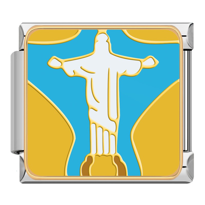 Tropical Travel Adventures Charm – Christ the Redeemer statue charm, Italian charm bracelet charm by Charmtastic