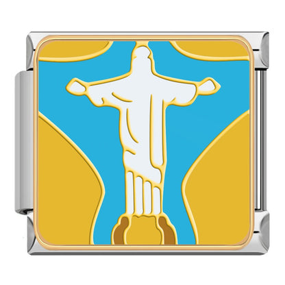 Tropical Travel Adventures Charm – Christ the Redeemer statue charm, Italian charm bracelet charm by Charmtastic