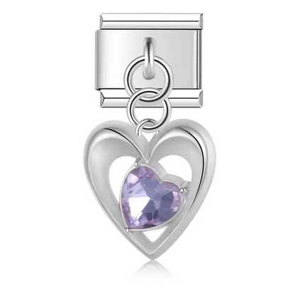 Pearl Heart & Flower Dangle Italian Charms — Mother of Pearl Pendant Bracelet Links