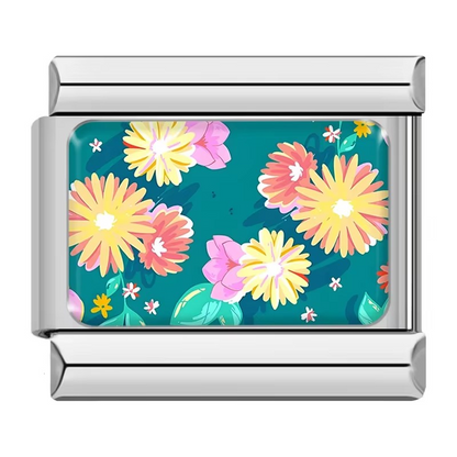 Colourful Flower Pattern Italian Charms — Daisy, Sunflower, Blossom & Floral Designs