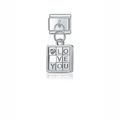 Unicorn Glasses Angle Skateboard charms silver – silver LOVE YOU tile charm, Italian charm bracelet charm by Charmtastic